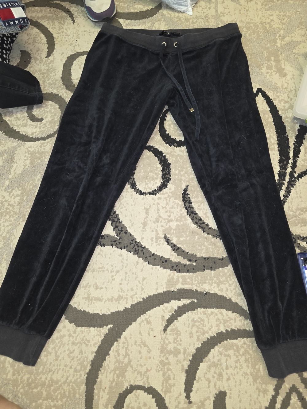 Juicy Couture Black Velour Drawstring Joggers